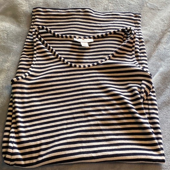 Motherhood Navy and White Striped Maternity Dress - Picture 1 of 4